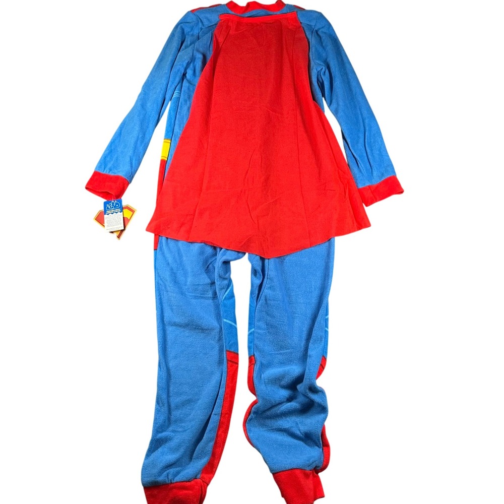 Superman Fleece Pajamas Boys L 10-12 Costume One Piece Flame Resistant NWT - Picture 9 of 10